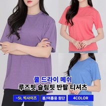 [쉽게사자 이지바이] 여성 예쁨유지 봄 여름 기능성 쿨 드라이 반팔 라운드 티셔츠 / S~5L 빅사이즈 까지 / 네가지 색상 / 프리미엄 퀄리티 / 기본티 / 레이어드