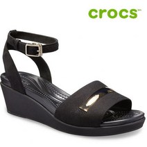 크록스 샌들 40- 205800-98A Womens Leigh Ann Metal-Block Ankle-Strap Wedge