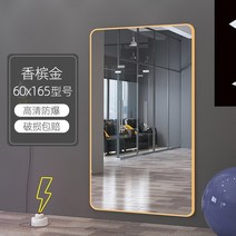 비정형 문걸이 이동식 노프레임 원목 벽 전신거울 홈 댄스 스튜디오 스티커 접착 체육관 대형 펀치 프리 라이브 댄스 연습 댄스, 샴페인 골드 60165 HD 방폭 붙여넣기 벽걸이, 다른, 아니요