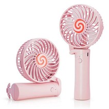 Caunedy 미니 휴대용 선풍기 소형 개인용 USB 충전식 배터리 속도 조절 여성 남성 실내 실외 여행 (핑크), Pink