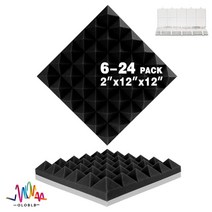 렉산지붕 지붕자재 지붕판넬 스튜디오 어쿠스틱 폼 패널 6 12 24 Pcs 방음 치료 보드 KTV 룸 녹음 벽 스폰지 패드, [01] Black, [01] 6 Pcs With Tapes, [01] Medium Density