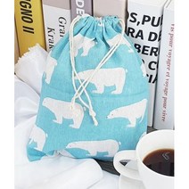 린넨 파우치 면 이너백 더스트백 복주머니 파란곰 중, 단품, 단품
