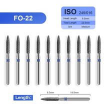 세신드릴 JINGT 다이아몬드 버 고속 핸드피스 에머리 고경도 네일 1.6mm 박스당 10 개, 15.FO-22