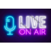 카페 네온 사인 조명 간판 live on air studio retro vintage, 검은색, 40x30cm