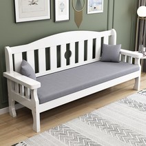 원목 거실 쇼파 튼튼한 나무 평상 벤치 의자 3인용, 백색 길이 160CM