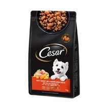 시저 어덜트 소 애견용 연어맛이 곁들여진 최상급 쇠고기 사료, 01 칠면조, 1kg, 8개