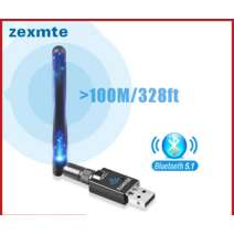 Zexmte 100M USB 블루투스 어댑터 5.0 송신기 328ft 무선 오디오 수신기 동글 PC 컴퓨터 리시버 동글이 블루투스, Bluetooth5.1 100M A