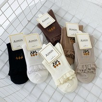 말랑마쥬 러블리 꽃자수 레이스 러플양말 6컬러세트