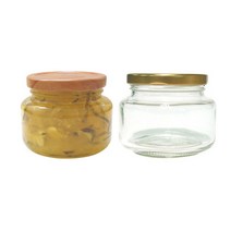 [유리병] 낮은원형유리병250 1개 250ml, 우드무늬마개