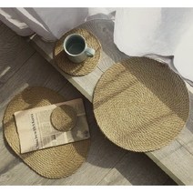 볏짚받침대 라탄 볏짚 받침 밀짚 접시 감성 캠핑 냄비 티코스터 식탁 매트 왕골 볏집 컵, 원형(30cm)