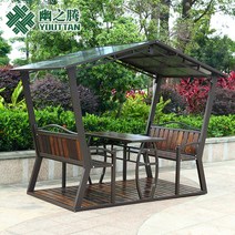 야외 정자 테이블 의자 일체형 벤치 지붕 4인용 대형, 그린하우스(W자형 테이블 있음)