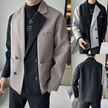 남성 트렌치코트 루즈핏 숏 모직 자켓