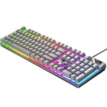 PC 컴퓨터 게임 사무실을 위한 유선 기계식 게임용 키보드 USB RGB 백라이트 LED 조명 효과, 435x130x25mm, ABS 플라스틱, 회색