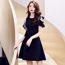 반팔프릴원피스 주재함 고퀄리티 질감 평소 숏 이브닝드레스 블랙 하객 무드 여왕 4998881219