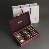 인스푼 2인용 커플 국산 티타늄 금도금 수저 선물 세트 매화 골드 24k 수저2p 젓가락2p+거북수저받침+실크케이스+쇼핑백