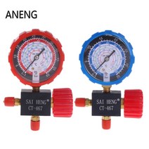 공기압 게이지 1pc 좋은 에어컨 매니 폴드 고압저압 r134a r404a r22 r410a 밸브가있는 냉매 압력계, 푸른