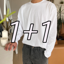 [1 1]남녀공용 사계절 무지 라운드 레이어드 긴팔 티셔츠 루즈핏 6컬러