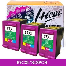 3D프린터 Hicor 재제조 잉크 카트리지 교체품 HP 675 컬러 오피스젯 4000, 한개옵션1, 03 3C