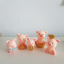 황금 돼지 오형제 세트 미니어쳐 개업 금궤 소품 재물복 집들이 데스크 선반 장식 오브제