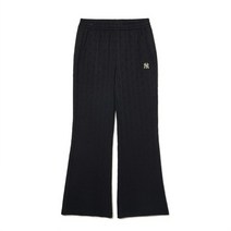 MLB 여성 애슬레저 클래식 모노그램 자카드 플레어 팬츠 NY (Black)