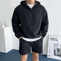 데일트 남자 바람막이 오버핏 후드 아노락 반바지 트레이닝복 세트