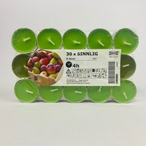 이케아 신리그 미니향초 30P 사과배 그린 3.8x3cm 알루미늄 연소시간4h, 상세페이지참조