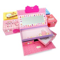 6000 몰랑이 비밀번호 거울지함 3단필통 8탄, 1개, 핑크or피치