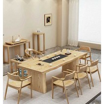 대형 테이블 원목 탁자 8인용 테이블 모던 가정용 식탁, 2.0m 테이블 + 히로시마 의자 4개