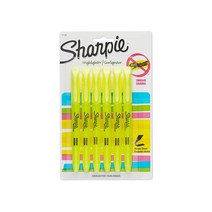 SHARPIE 27108PP 액센트 포켓 스타일 하이라이터 형광 옐로우 6팩
