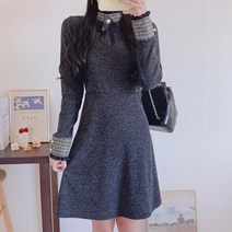 스타일대박 하객 브로치 프릴 체크 원피스 2컬러