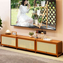 거실 TV 장식장 라탄 티브다이 티비장 낮은 거실장, 조립 라탄 낮은 거실장 60x32x40