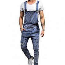 남성 점프수트 청 작업복 데님 밀리터리 워크웨어 빈티지 오버롤 청바지 복고풍 긴 65