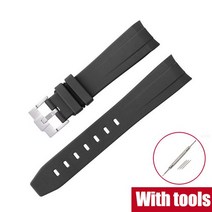 다이빙 고무 벨트20mm 고무 실리콘 밴드 커브 엔드 다이빙 방수 팔찌 액세서리 오메가 세이코 데이토나 시, 32 Black01_01 20mm