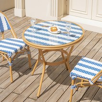 플로르 라탄 프렌치 테이블 블루 테라스 야외테이블, 플로르 라탄 테이블 블루