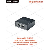 RealQvol Friendly Nanopi R4SE 4GB 32GB eMMC 듀얼 Gbps 이더넷 게이트웨이 지원 Openwrt Linux Rockchip RK3399 얼굴 인식, [02] 번들 2