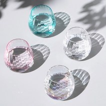 홈카페 예쁜 유리컵 프로즌 380ml, 블루