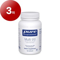 Pure Encapsulations 멀티 T-D 투 퍼 데이 멀티비타민 미네랄 포뮬라 120캡슐, 3팩
