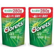 일본 Clorets 클로레츠 껌 오리지널 민트 츄잉 일본껌 풍선 버블 280g 2팩, 2개