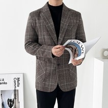 데일트 남자 울 글렌체크 싱글 자켓 블레이저 S-4XL까지