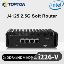 셀러론 J4125 2.5G 라우터 4x 인텔 i226-V 2500M LAN 2x ddr4 HDMI1.4 DP1.2 팬리스 미니 PC OPNsense 방화벽 기기 VPN 서버