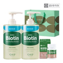 [KT알파쇼핑]CKD 아미노비오틴 두피각질샴푸 750ml*2+비오틴900+쇼핑백 증정, ..트증정]종근당건강아미노비오틴두피각질샴푸750ml2개