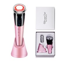 갈바닉 얼굴 마사지 기 피부 목 리프팅 기구 v 라인 기계 고주파 기기 경락 탄력 진동 5 in 1 ems 핫 쿨 페이셜 led 라이트 테라피 소닉 링클 제거 스킨 타이트닝, 상자에 분홍색