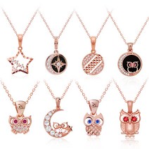 미니아트 로즈골드 패션 목걸이 체인 큐빅 부엉이 하트 별 꽃 펜던트
