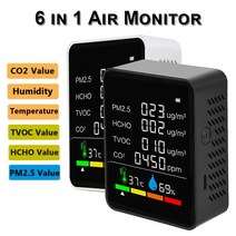 가스측정기 감지기 356 in1 공기 모니터 co2 이산화탄소 감지기 창고 공기 품질, 5 in 1 블랙 a