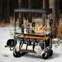 캠핑웨건 핸드카트 폴딩 광폭 접이식웨건대형 광폭휠, RAW0012+사이드 포켓