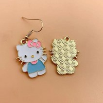 귀걸이 스털링 패션 크리스탈 카와이 합금 귀여운 헬로 키티 만화 애니메이션 펜던트 귀고리 쥬얼리 완구 소녀용 생일 선물 장난감