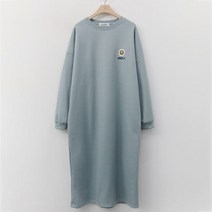 퍼니걸스 5885 루즈핏 스마일 플라워 기모 롱 원피스 여성의류