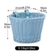 MTB자전거캐리어가방 후면랙 자전거트렁크 빈티지 등나무 자전거 앞 바구니 자전거 고리, 파란색 바구니