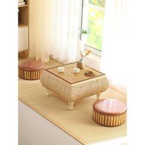 커피테이블 밀짚 다다미 다도 학원 명상 인테리어, 60x60x30cm