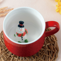 #플래닛 3d 입체 도자기 커피 잔 머그컵 답례품 선물, 눈사람